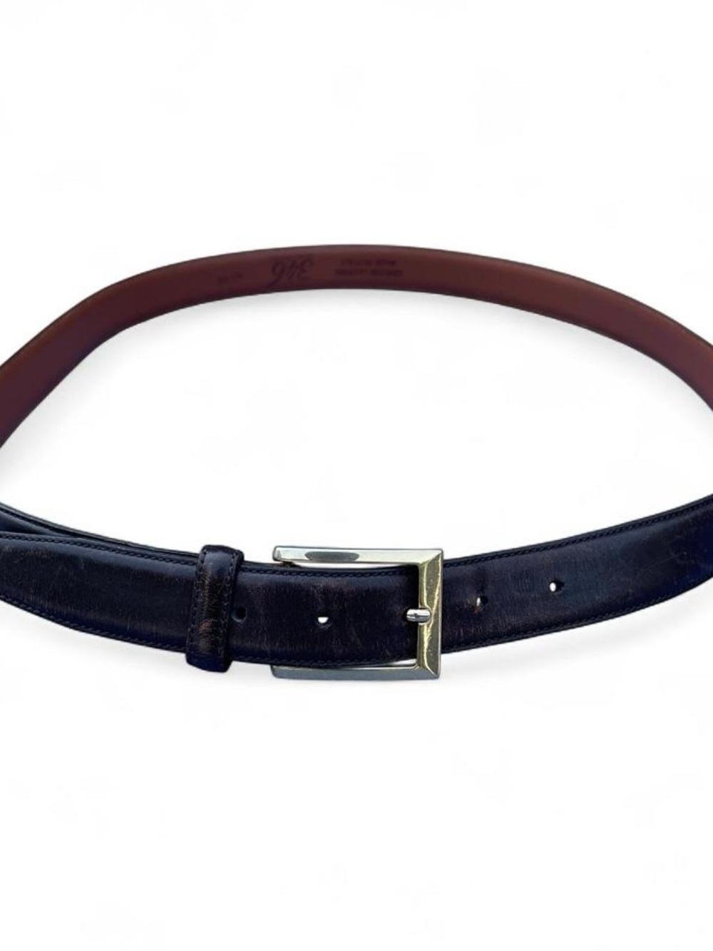 Classic Brooks Brothers 346 Men's Dark Brown Genuine Leather Belt